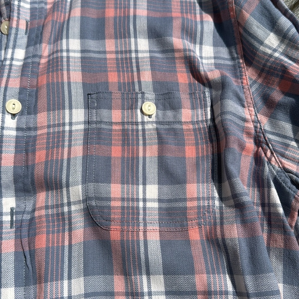 Faherty Coral and Gray Plaid Shirt - Picture 8 of 13